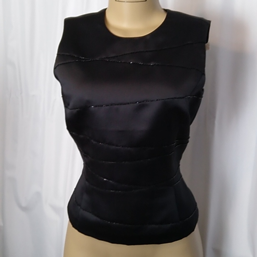Ann Taylor beaded matte satin top - size 8